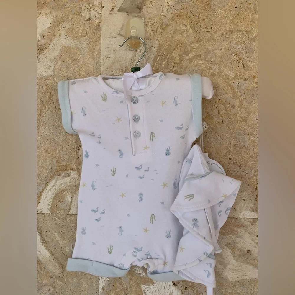 Luxe Threads Soft White Baby Onesie and Hat Set